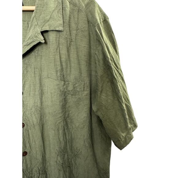 Havana Jack's Cafe Green Short Sleeve 100% Silk Short Sleeve Button-Up Shirt XL - Picture 4 of 6
